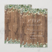 Rustic Wood & String Lights RSVP-kaart | Schuur Informatiekaartje (Voorkant / Achterkant)