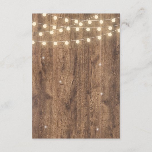 Rustic Wood & String Lights Save the Date | Schuur Informatiekaartje (Achterkant)