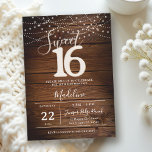 Rustic Wood String Lights Script Elegant Sweet 16 Kaart<br><div class="desc">Celebrate your milestone birthday with this Rustic Sweet 16 Invitation featuring glowing string lights and a rustic wood background, perfect for a rustic sweet sixteen party, barn Sweet 16 celebration, country chic birthday, or outdoor backyard party. This elegant Sweet 16 birthday invitation is ideal for string lights parties, rustic ranch...</div>