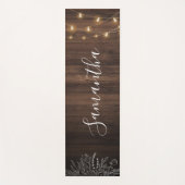 Rustic Wood String Lights Script gepersonaliseerd Yogamat (Voorkant)