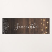 Rustic Wood String Lights Script gepersonaliseerd Yogamat (Voorkant (horizontaal))