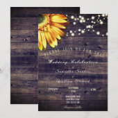 Rustic Wood String Lights Sunflower Wedding Budget Kaart (Voorkant / Achterkant)