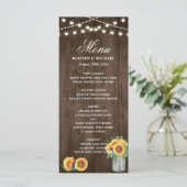 Rustic Wood String Lights Sunflower Wedding Menu (Staand voorkant)