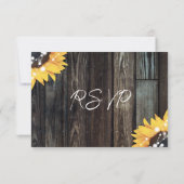 Rustic Wood String Lights Sunflower Wedding RSVP Kaartje (Achterkant)