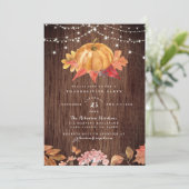 Rustic Wood & String Lights Thanksgiving Party Kaart (Staand voorkant)