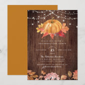 Rustic Wood & String Lights Thanksgiving Party Kaart (Voorkant / Achterkant)