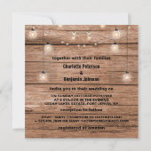 Rustic Wood String Lights & Tree Wedding Kaart (Achterkant)