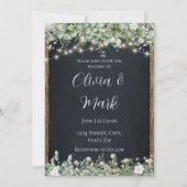 Rustic Wood & String Lights Uitnodiging voor een b (Voorkant)