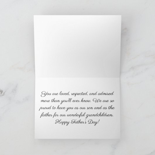 Rustic Wood & String Lights Vaderdag voor Zoon Feestdagen Kaart (Binnen)