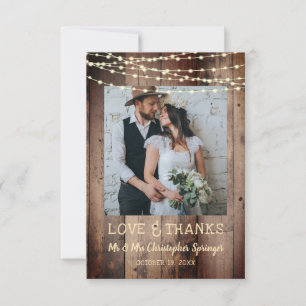 Rustic Wood String Lights Weddenschap Hartelijk da Bedankkaart