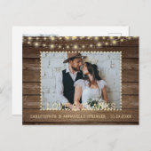 Rustic Wood String Lights Weddenschap Hartelijk da Briefkaart (Voorkant / Achterkant)