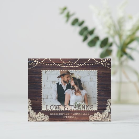 Rustic Wood String Lights Weddenschap Hartelijk da Briefkaart (Staand voorkant)