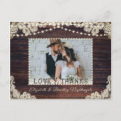 Rustic Wood String Lights Weddenschap Hartelijk da Briefkaart (Voorkant)