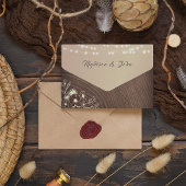 Rustic Wood String Lights Wedding All In One Uitnodiging