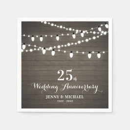 Rustic Wood & String Lights Wedding Jubileum Servet