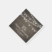 Rustic Wood & String Lights Wedding Jubileum Servet (Hoek)