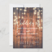Rustic Wood String Lights Wedding Kaart (Voorkant)