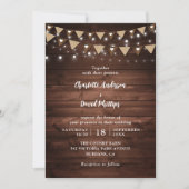 Rustic Wood String Lights Wedding Kaart (Voorkant)