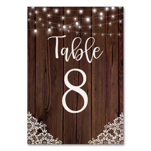 Rustic Wood String Lights Wedding Kaart (Achterkant)