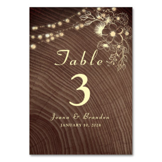 Rustic Wood String Lights Wedding Kaart