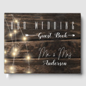 Rustic Wood String Lights Wedding Keepsake geheuge Gastenboek (Voorkant)