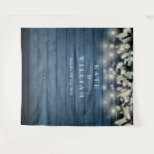 Rustic Wood String Lights Wedding Photo Backdrop Wandkleed (Voorkant (horizontaal))