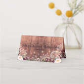 Rustic Wood & String Lights Wedding Plaatskaartje (Achterkant)