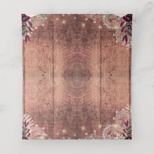 Rustic Wood & String Lights Wedding Plaatskaartje (Binnenkant ongevouwen)