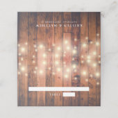 Rustic Wood String Lights Wedding Plaatskaartje (Buitenkant ongevouwen)