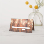Rustic Wood String Lights Wedding Plaatskaartje (Voorkant)