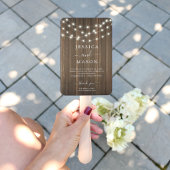 Rustic Wood String Lights Wedding Program Fan Handwaaier