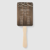 Rustic Wood String Lights Wedding Program Fan Handwaaier (Achterkant)