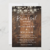 Rustic Wood String Lights Wedding Rehearsal Dinner Kaart (Voorkant)