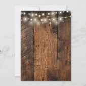Rustic Wood String Lights Wedding Rehearsal Dinner Kaart (Achterkant)