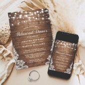 Rustic Wood String Lights Wedding Rehearsal Dinner Kaart