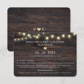 Rustic Wood String Lights Wedding Response Card RSVP Kaartje (Voorkant / Achterkant)