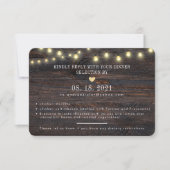 Rustic Wood String Lights Wedding Response Card RSVP Kaartje (Voorkant)