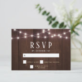 Rustic Wood String Lights Wedding RSVP-kaart RSVP Kaartje (Staand voorkant)