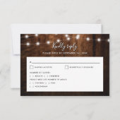 Rustic Wood & String Lights Wedding RSVP Kaartje (Voorkant)