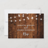 Rustic Wood & String Lights Wedding RSVP Kaartje (Achterkant)