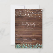 Rustic Wood String Lights Wedding RSVP Notitiekaartje (Voorkant)