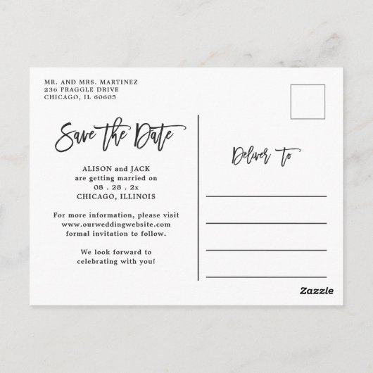 Rustic Wood String Lights Wedding Save the Date Briefkaart (Achterkant)