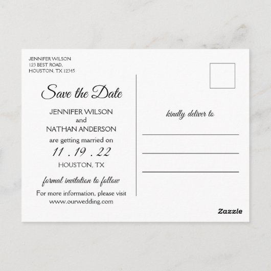 Rustic Wood String Lights Wedding Save the Date Briefkaart (Achterkant)