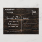 Rustic Wood String Lights Wedding Save the Date Uitnodiging Briefkaart (Achterkant)