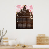 Rustic Wood String Lights Wedding Seating Charts Poster (Keuken)