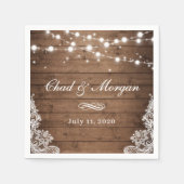 Rustic Wood String Lights Wedding Servet (Voorkant)
