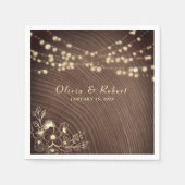 Rustic Wood String Lights Wedding Servet (Voorkant)