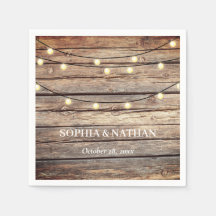 Rustic Wood String Lights Wedding