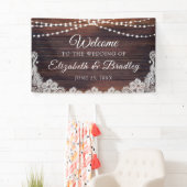 Rustic Wood String Lights Wedding Spandoek (Insitu)