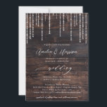 Rustic Wood String Lights Wedding Uitnodiging<br><div class="desc">Rustic Wood String Lights Wedding Invitation - Rustic barnwood met mousserende snaarlichten en moderne scripttypografie. De rug van de uitnodiging kenmerkt een foto van de bruid en groom die door schoot en hout moeten worden omringd. De perfecte uitnodiging voor de bruid en bruidegom die van een bijbels thema houden.</div>